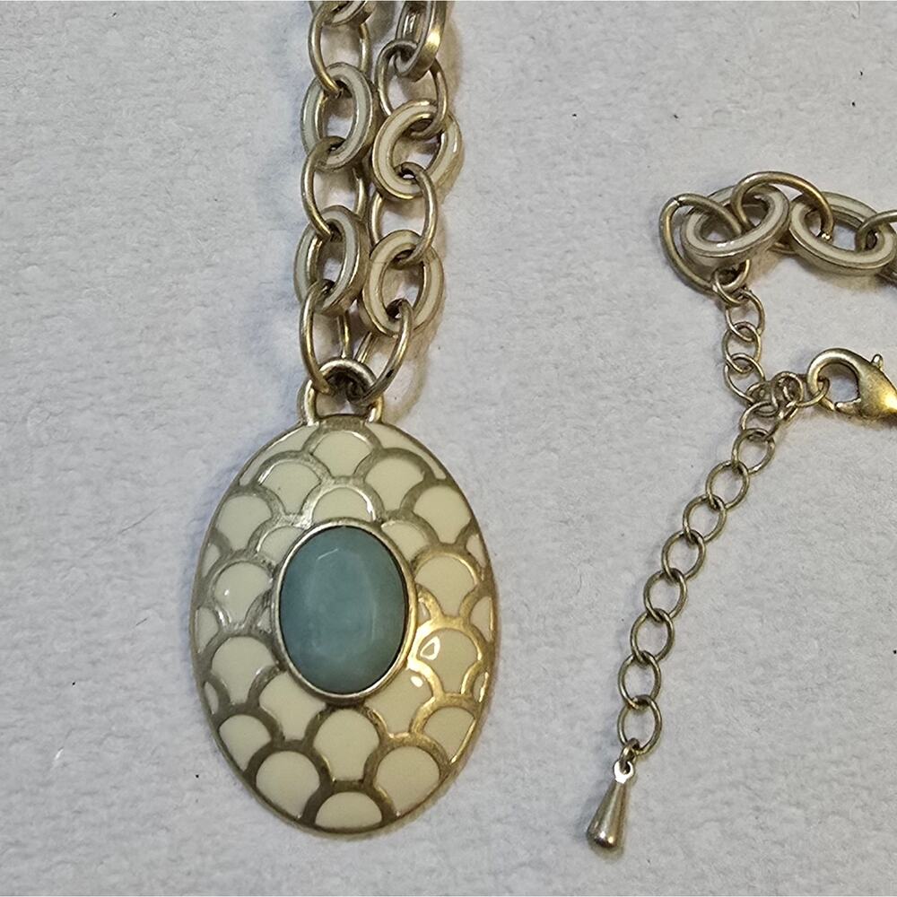 Lia Sophia Mykonos Gold Tone and Jade Long Necklace 28"-31"